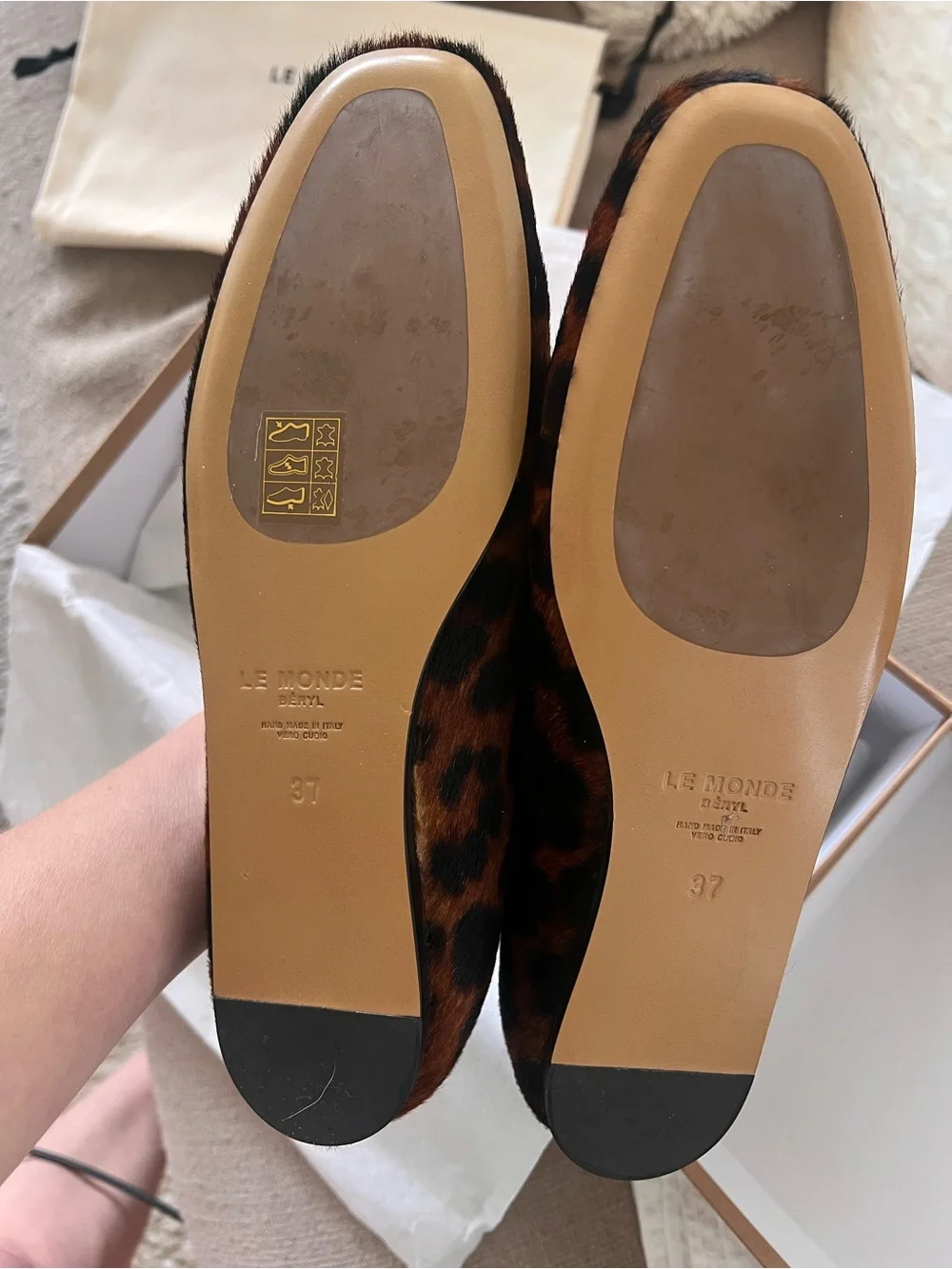 Le Monde Beryl-Leopard Print Ballet Flats - Brown/Black